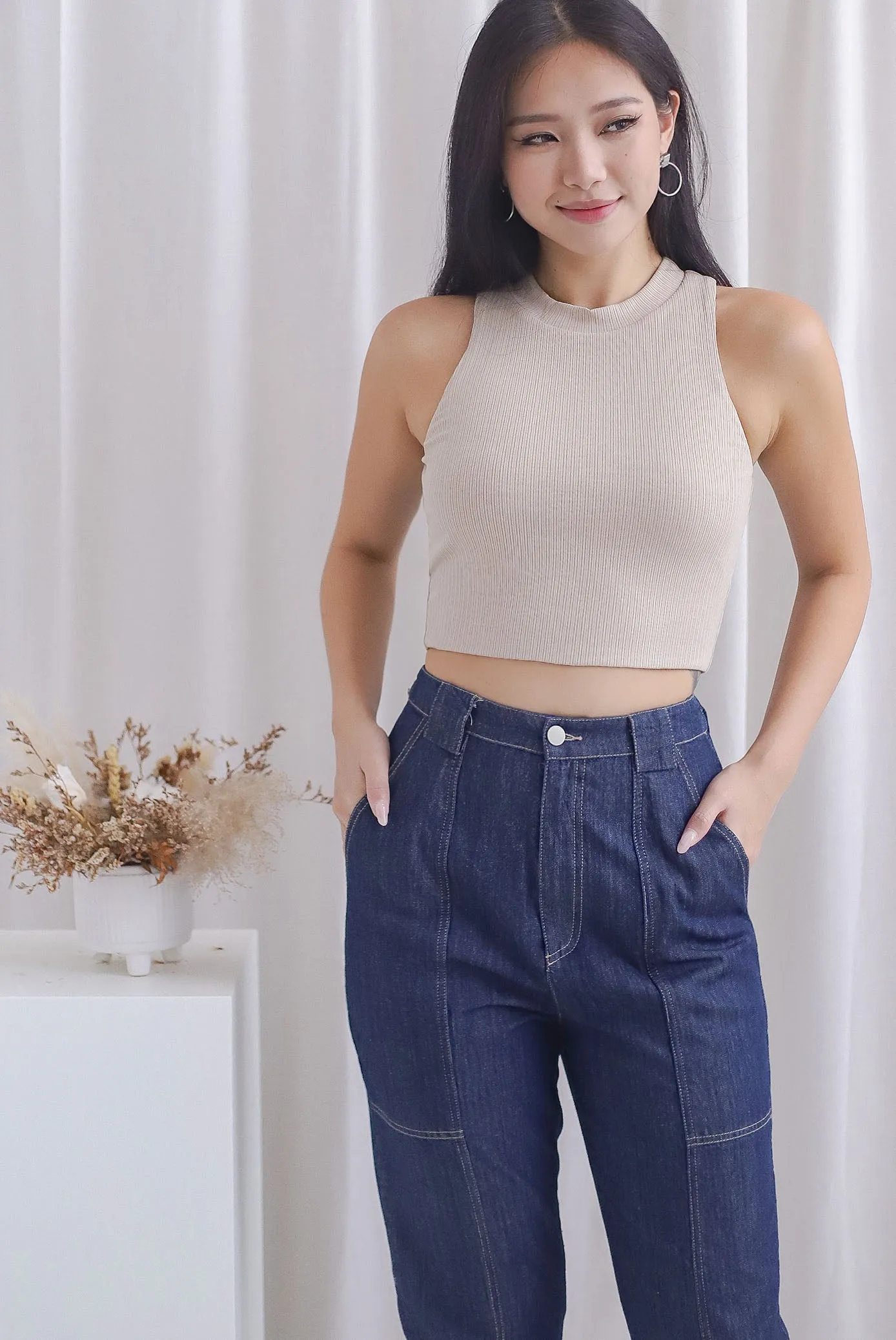 TDC Dianey Cut In Tank Top In Ecru