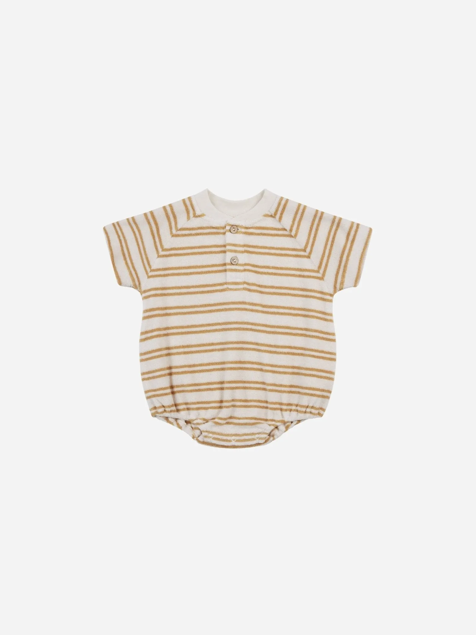 Terry Henley Romper || Honey Stripe