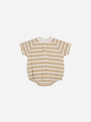 Terry Henley Romper || Honey Stripe