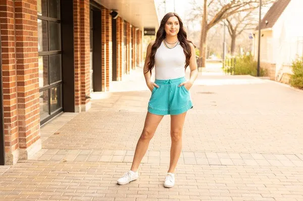 The Emelia Terry Cloth Shorts - Teal