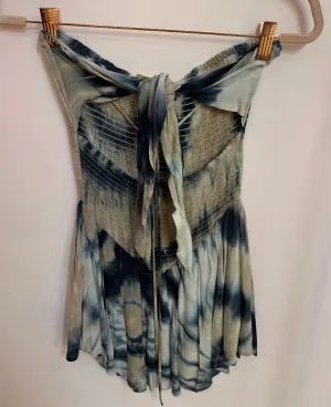 Tie Back Front Tie Dye Smocked Romper