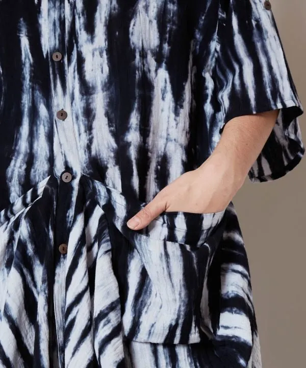 Tie Dye Collarless Shirt
