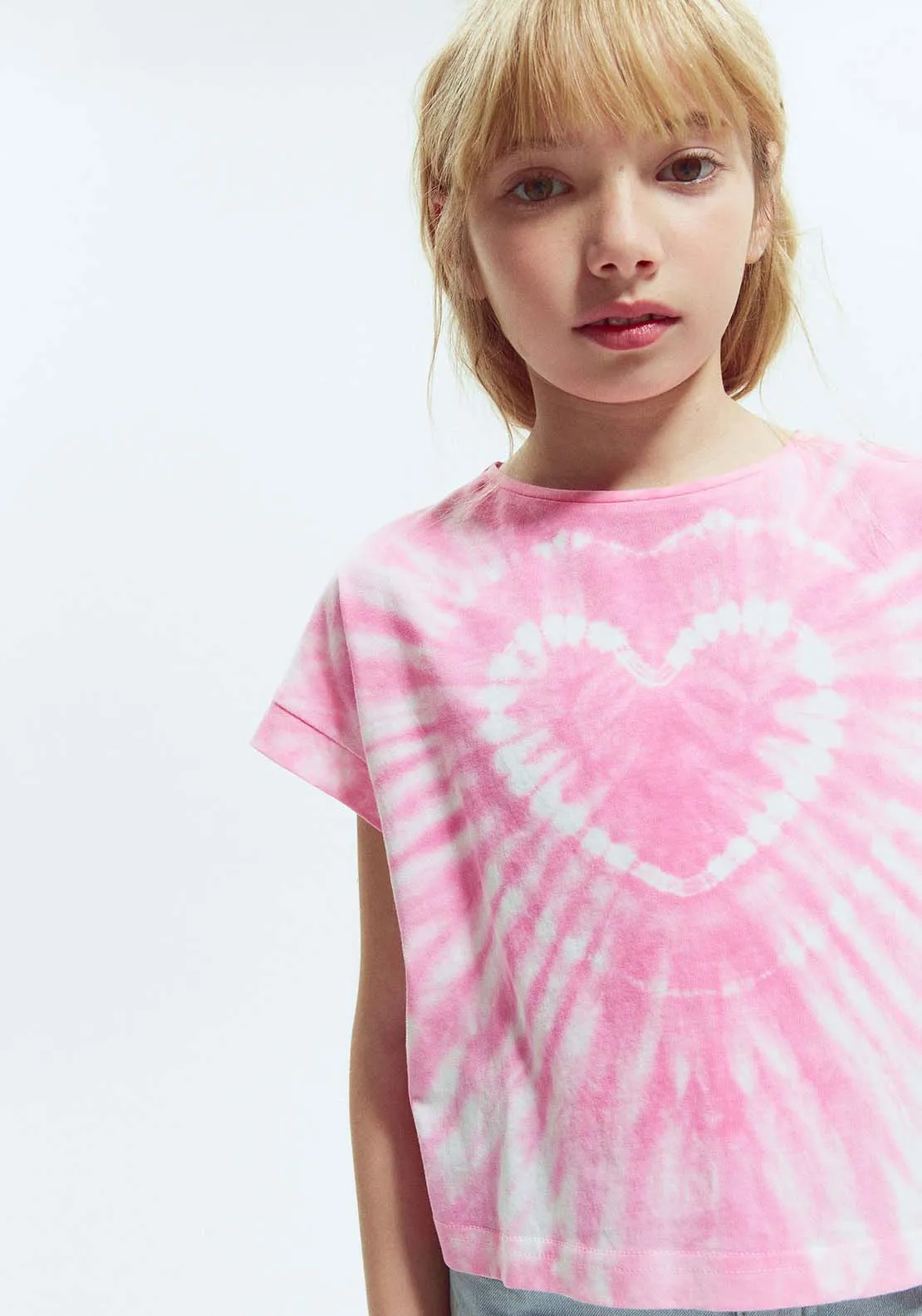 Tie Dye Love Heart T-Shirt - Pink