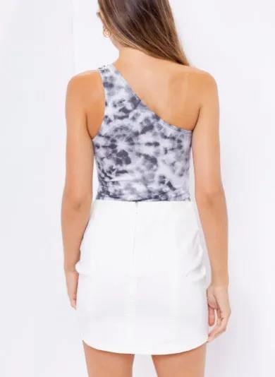 Tie Dye One Shoulder Thong Bodysuit