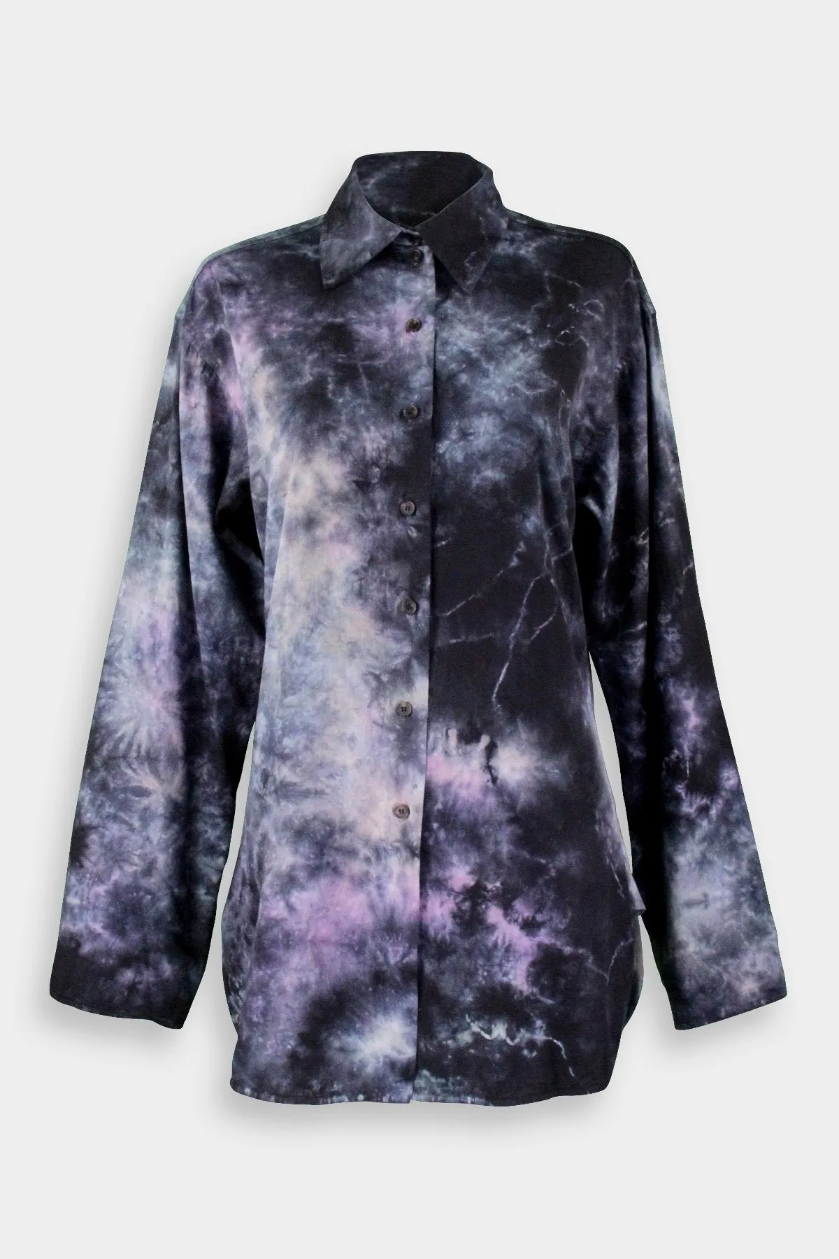 Tie Dye Phoebe Sleeve Button Down Top in Nebula Cloud