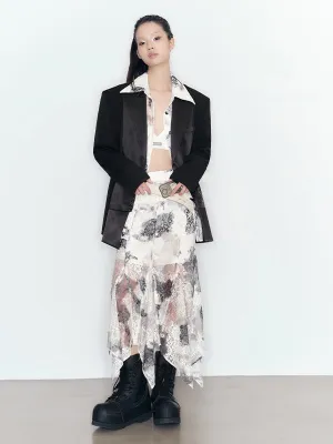 Tie-dye Printing Lace Shirt & Skirt