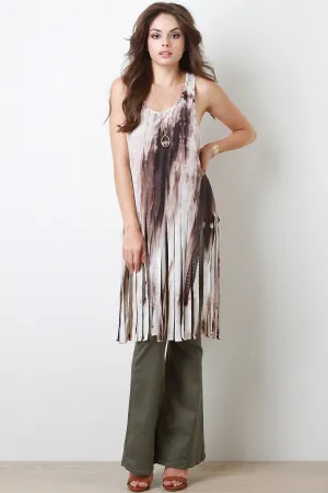 Tie Dye Sleeveless Fringe Top