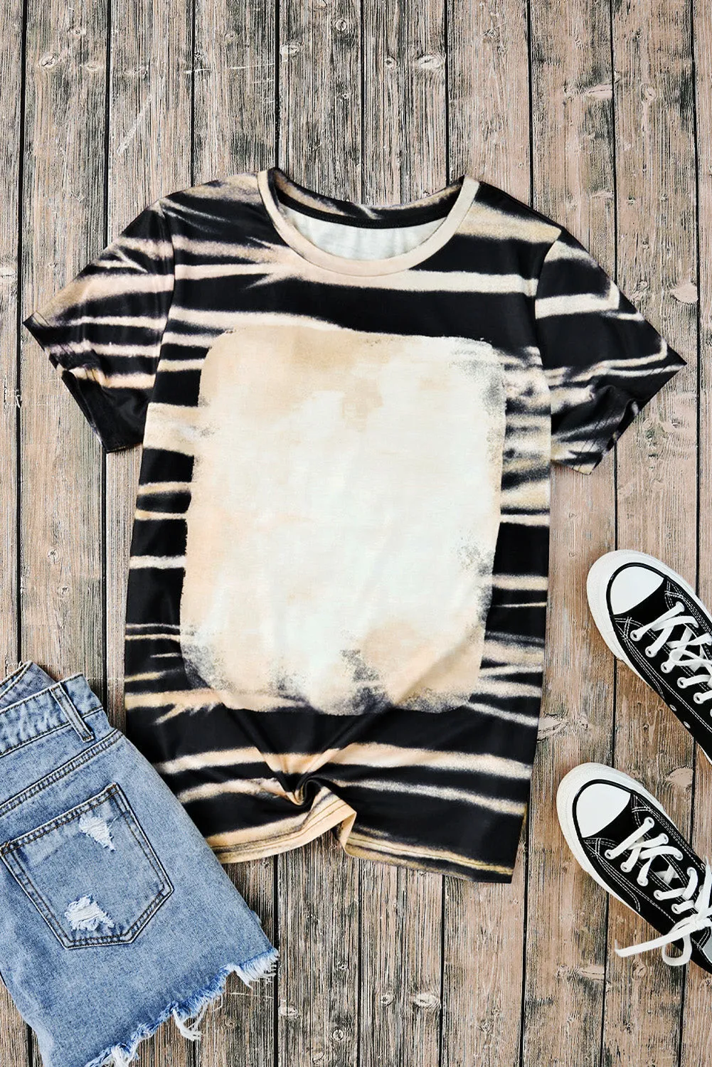 Tie Dye Stripe Bleached T-Shirt