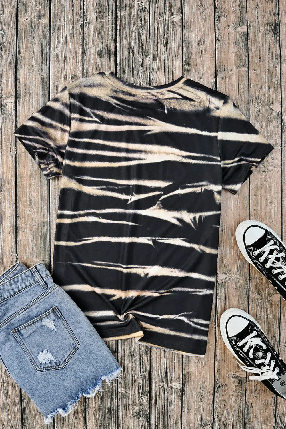 Tie Dye Stripe Bleached T-Shirt