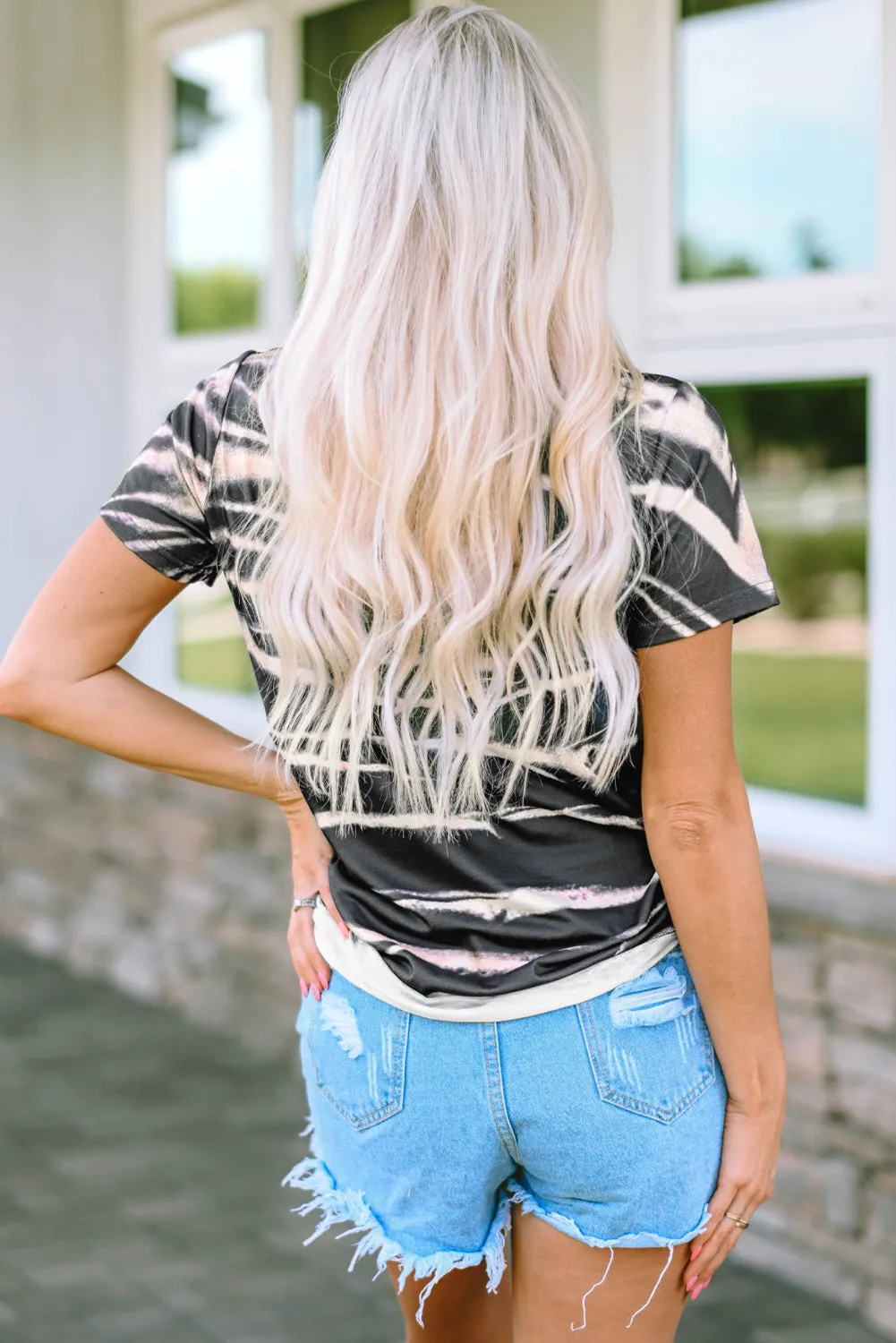 Tie Dye Stripe Bleached T-Shirt