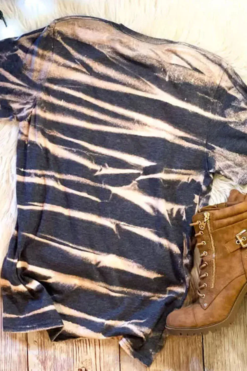 Tie Dye Stripe Bleached T-Shirt