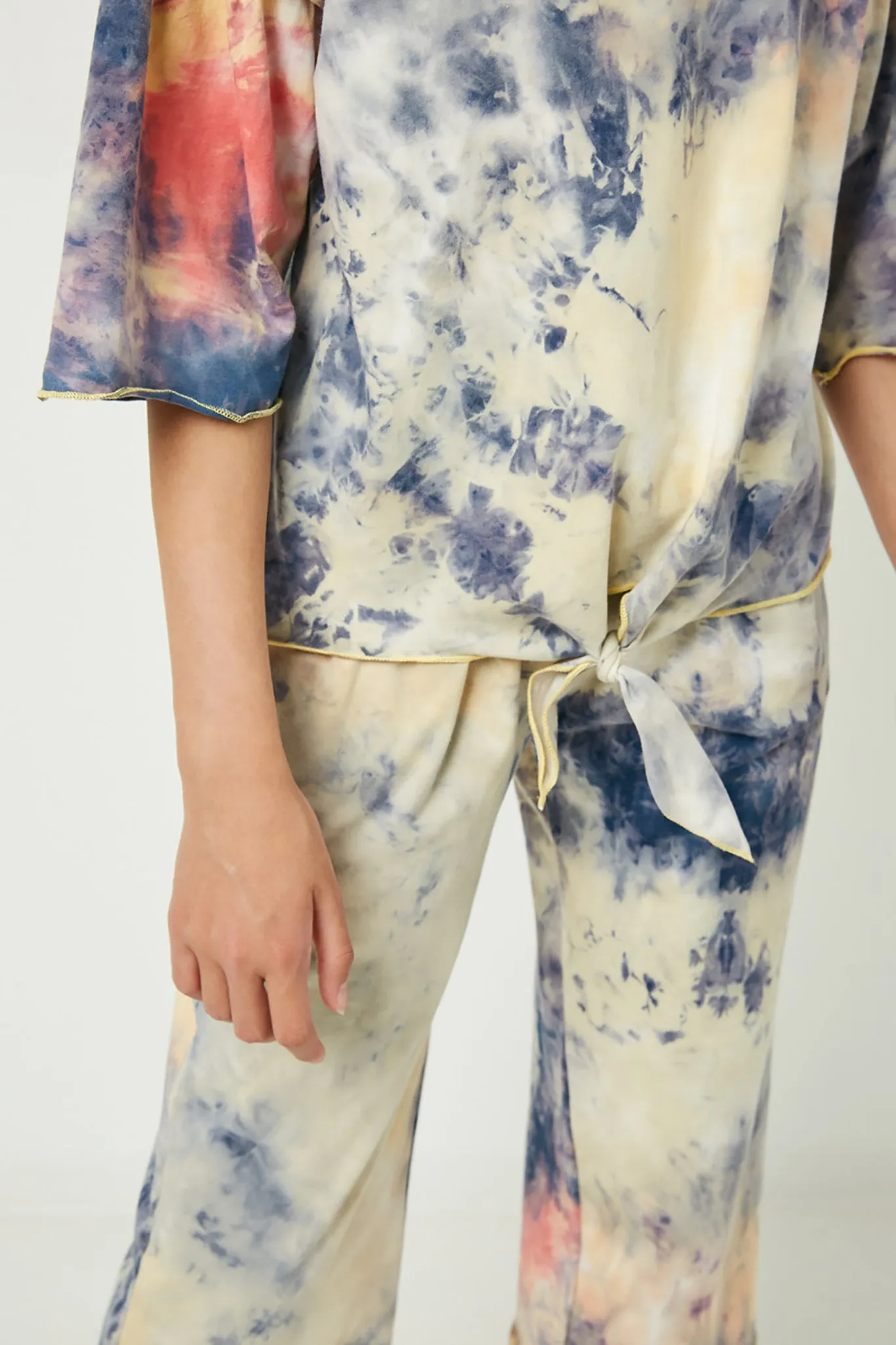 Tie Dye Tie Front Top
