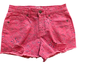 Tokyo Darling Pink Floral Distressed Shorts