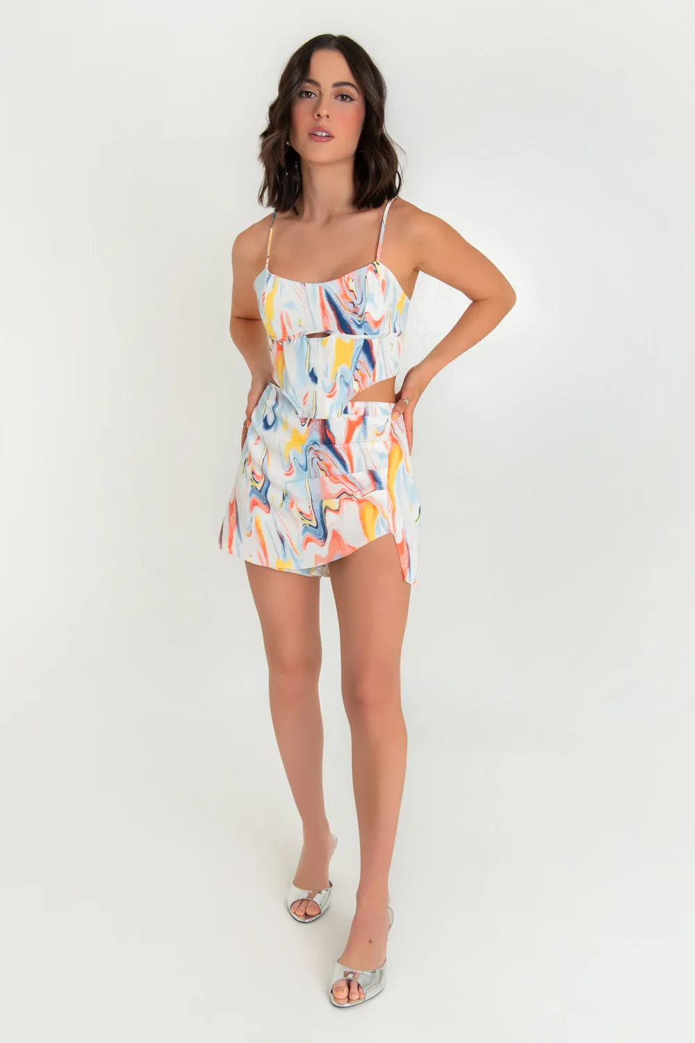 Top corset estampado con costuras