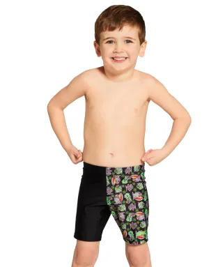 Tots Boys Finzilla Mid Swim Jammer - Black/Multi
