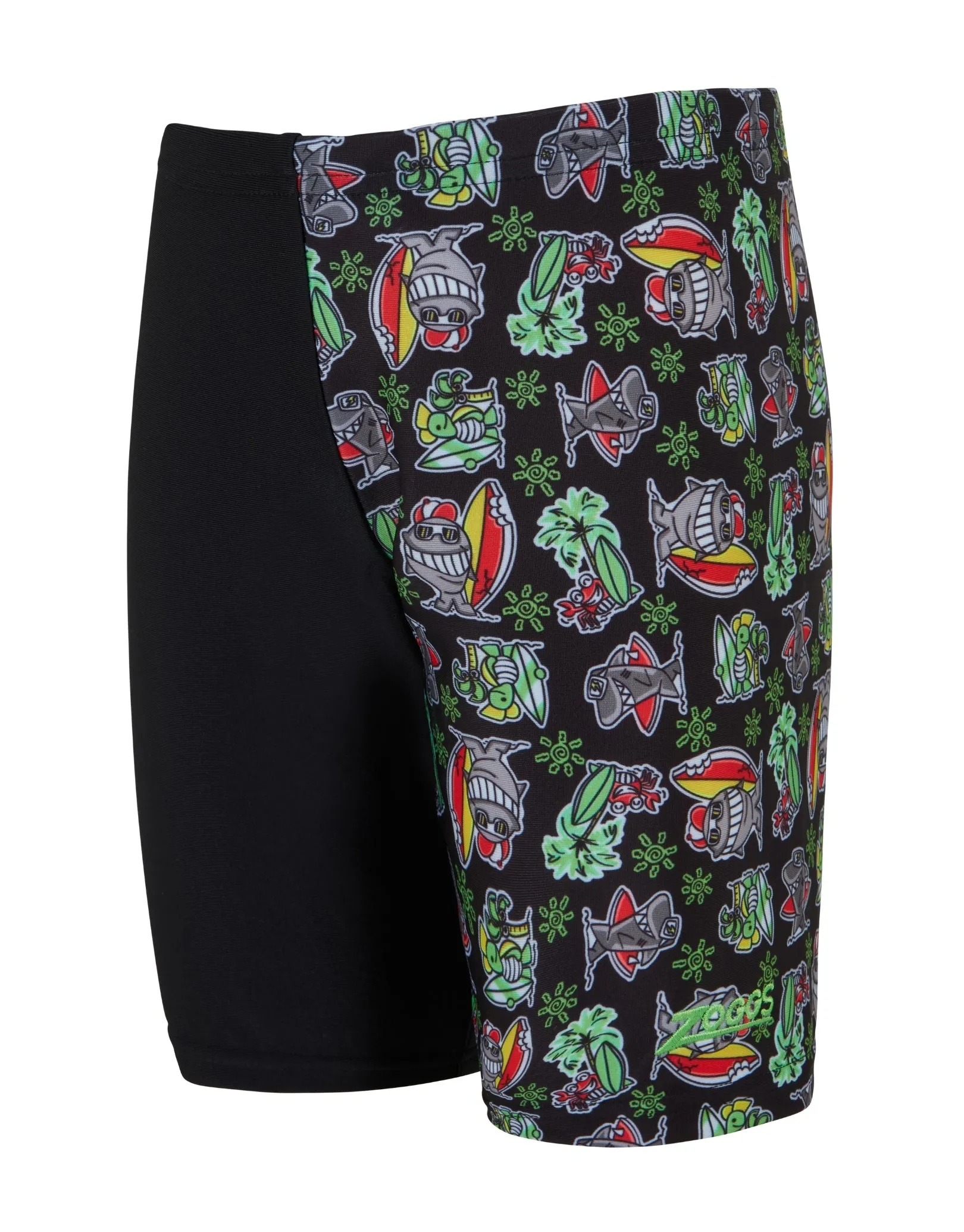Tots Boys Finzilla Mid Swim Jammer - Black/Multi