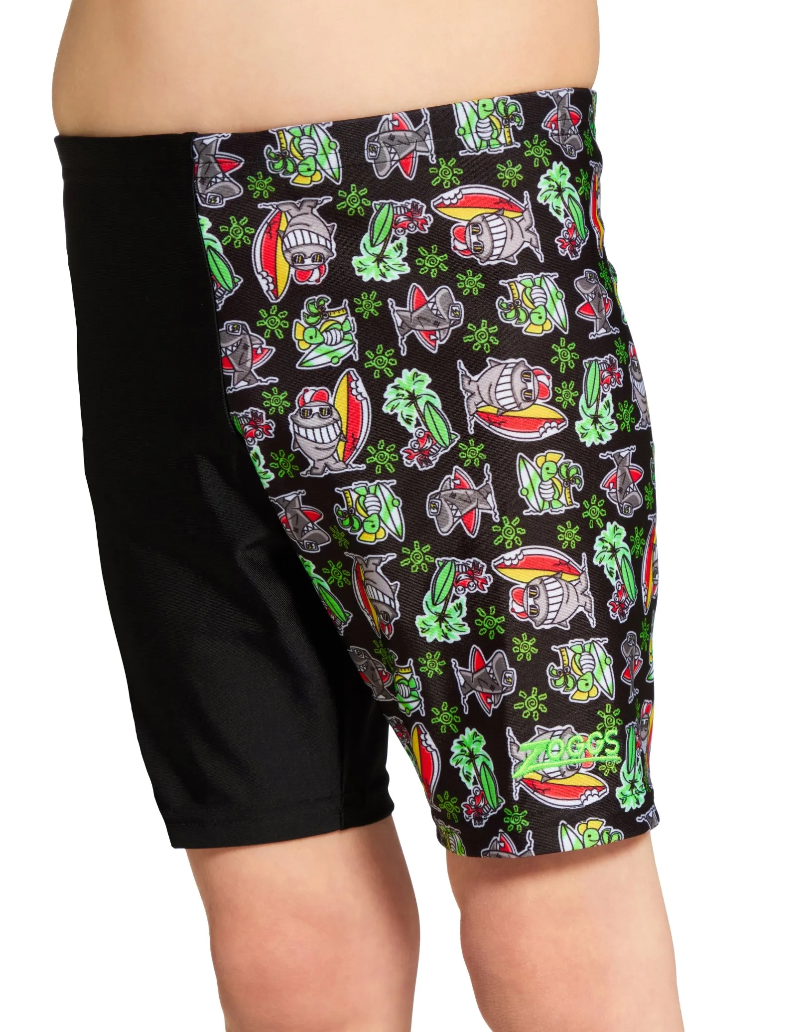 Tots Boys Finzilla Mid Swim Jammer - Black/Multi