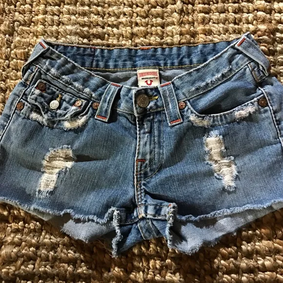 True Religion Daisy Distressed Shorts 27