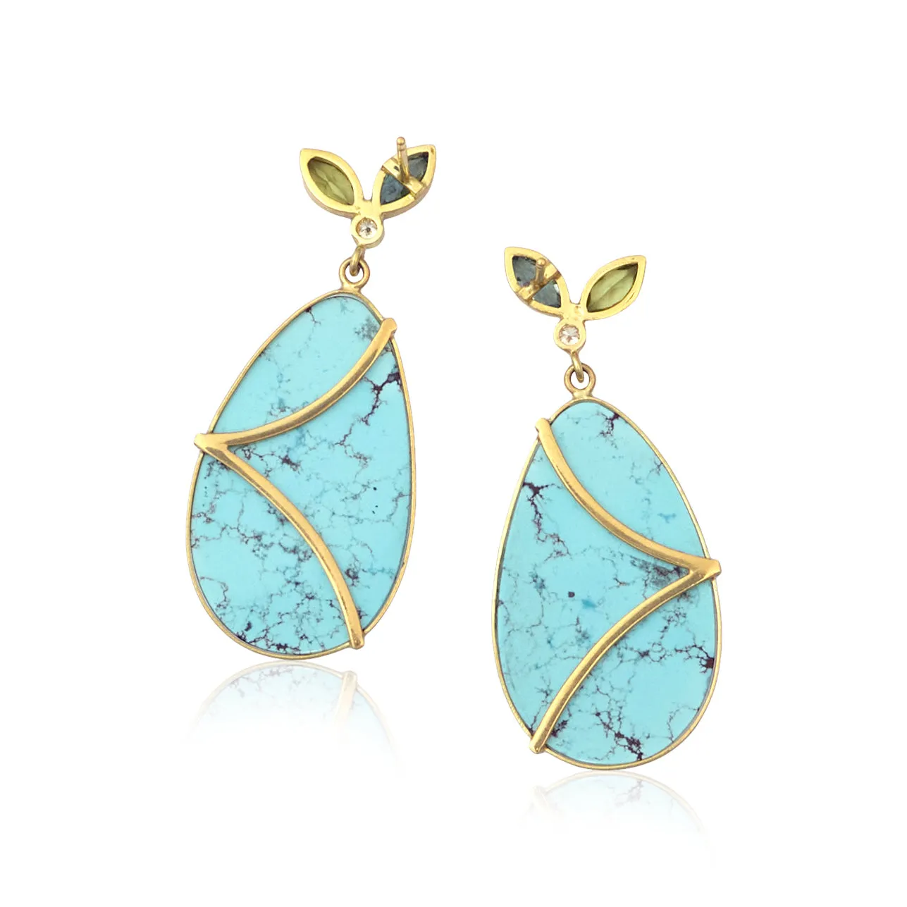 turquoise earrings with flower confetti tops