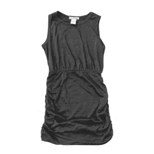Tweenstyle Solid Jersey Racerback Ruched Dress in Charcoal