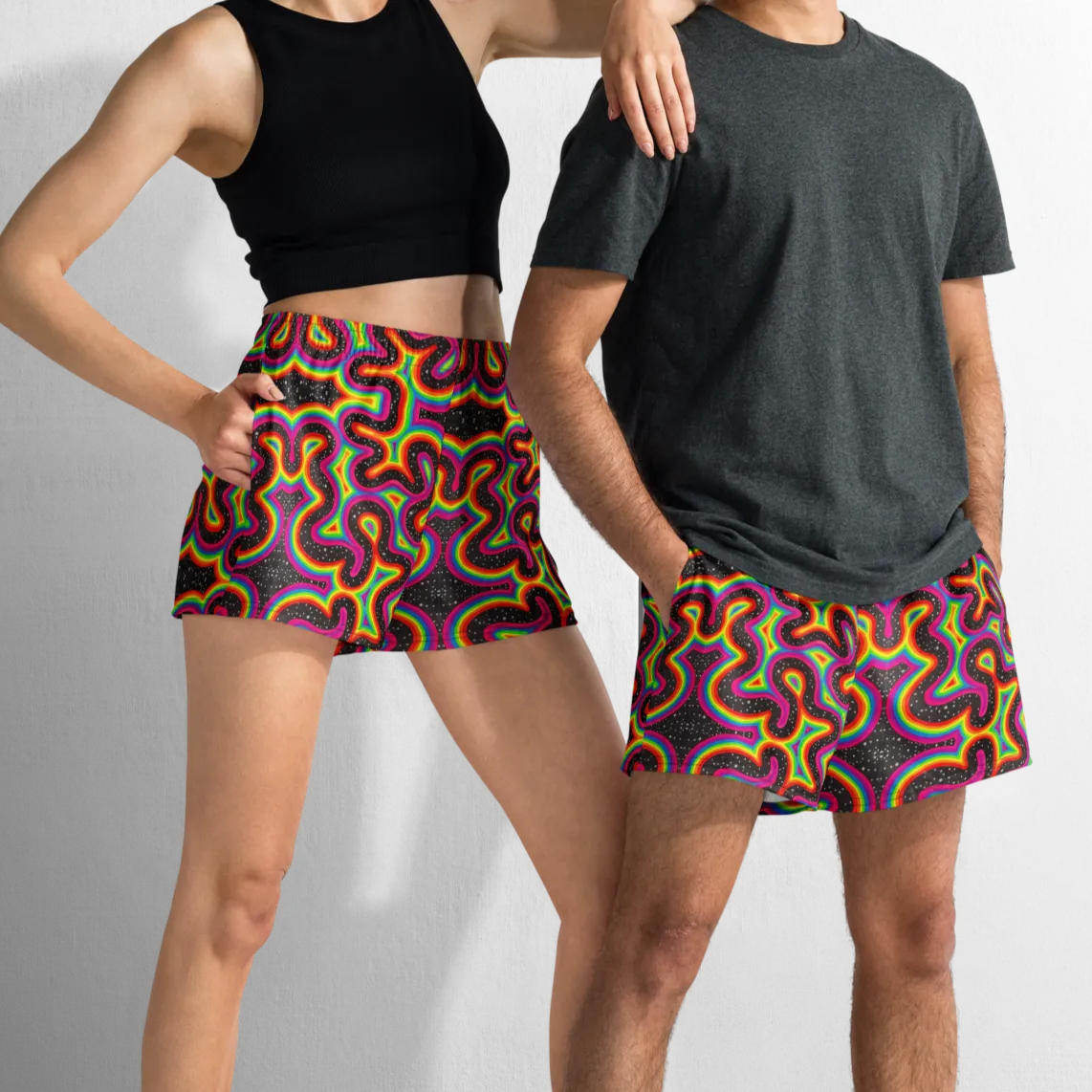 Unisex Running Shorts (Recycled Material)- "Rainbow Rovd" Design