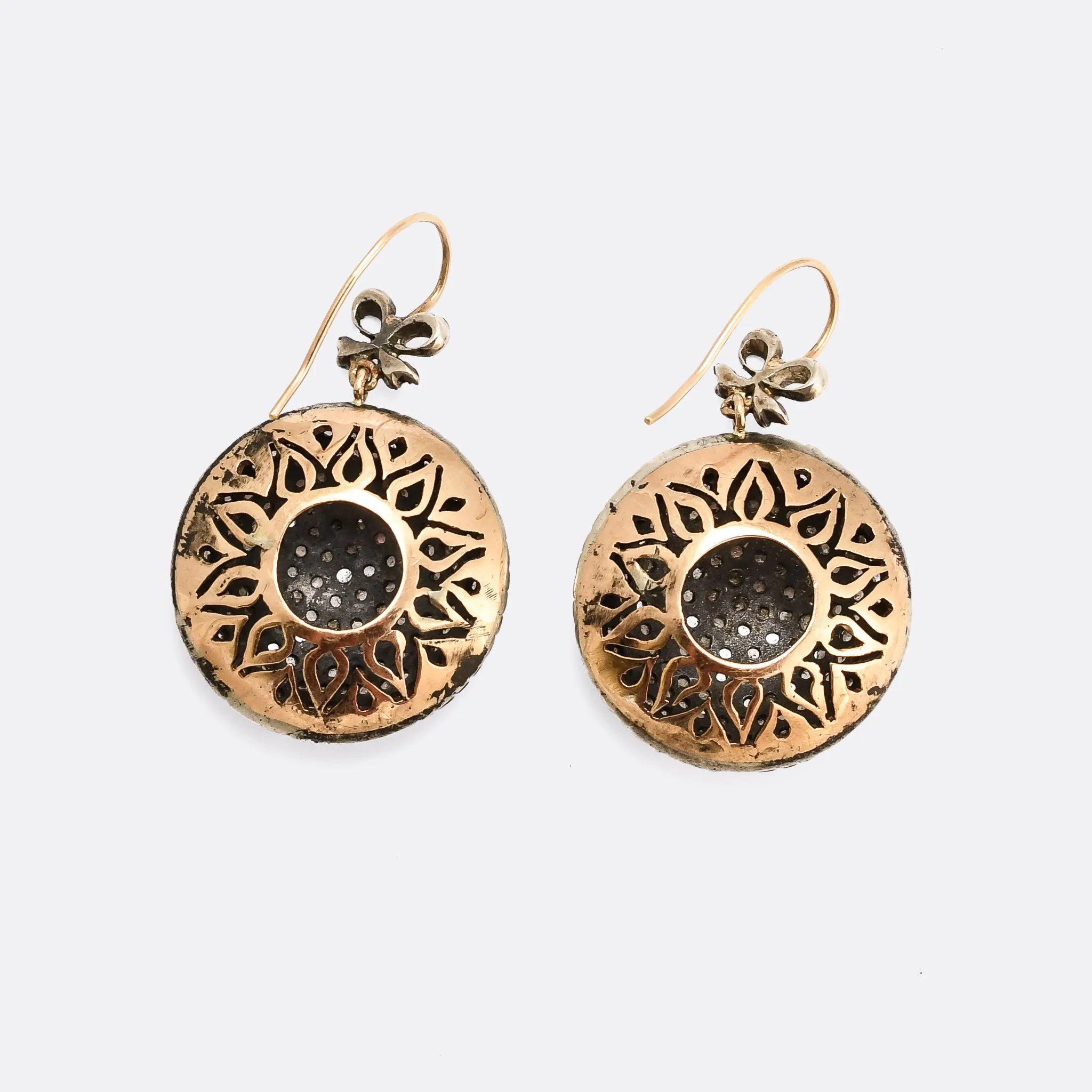Victorian Rose Cut Diamond Pavé Dome Earrings