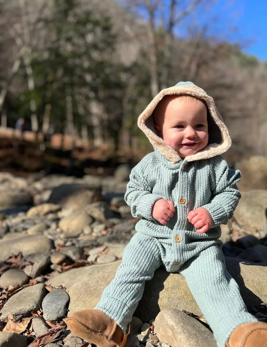 Vignette Bailey Hooded Romper - Aqua