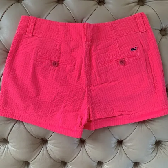 🐳Vineyard Vines Women’s 3 1/2 Everyday Shorts Seersucker Bright Pink Size 2🐳