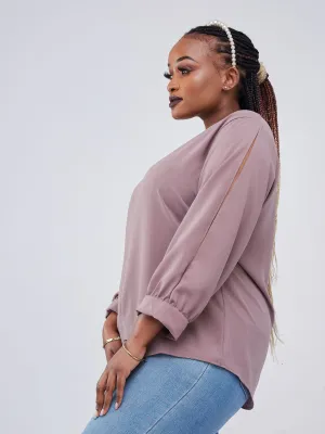 Vivo Jasiri 3/4 Cut Out Sleeve Top - Peach