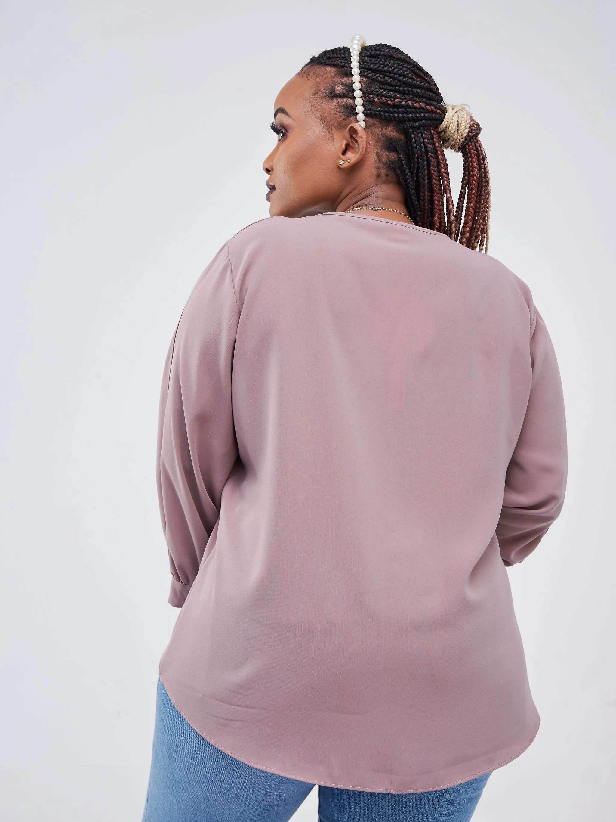 Vivo Jasiri 3/4 Cut Out Sleeve Top - Peach