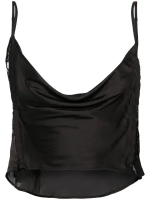 Voice-activated draped sheer-lace top Bargain