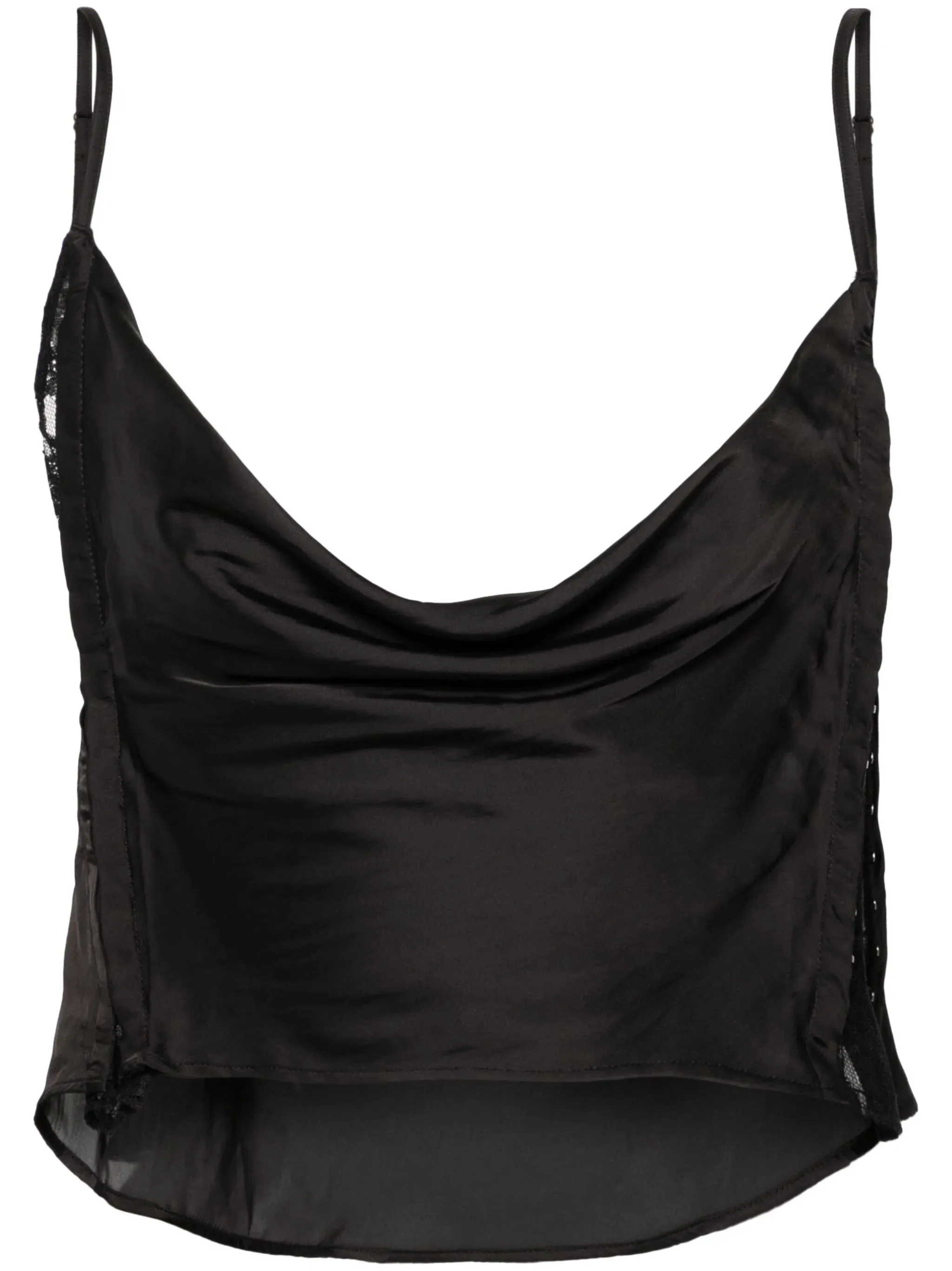 Voice-activated draped sheer-lace top Bargain