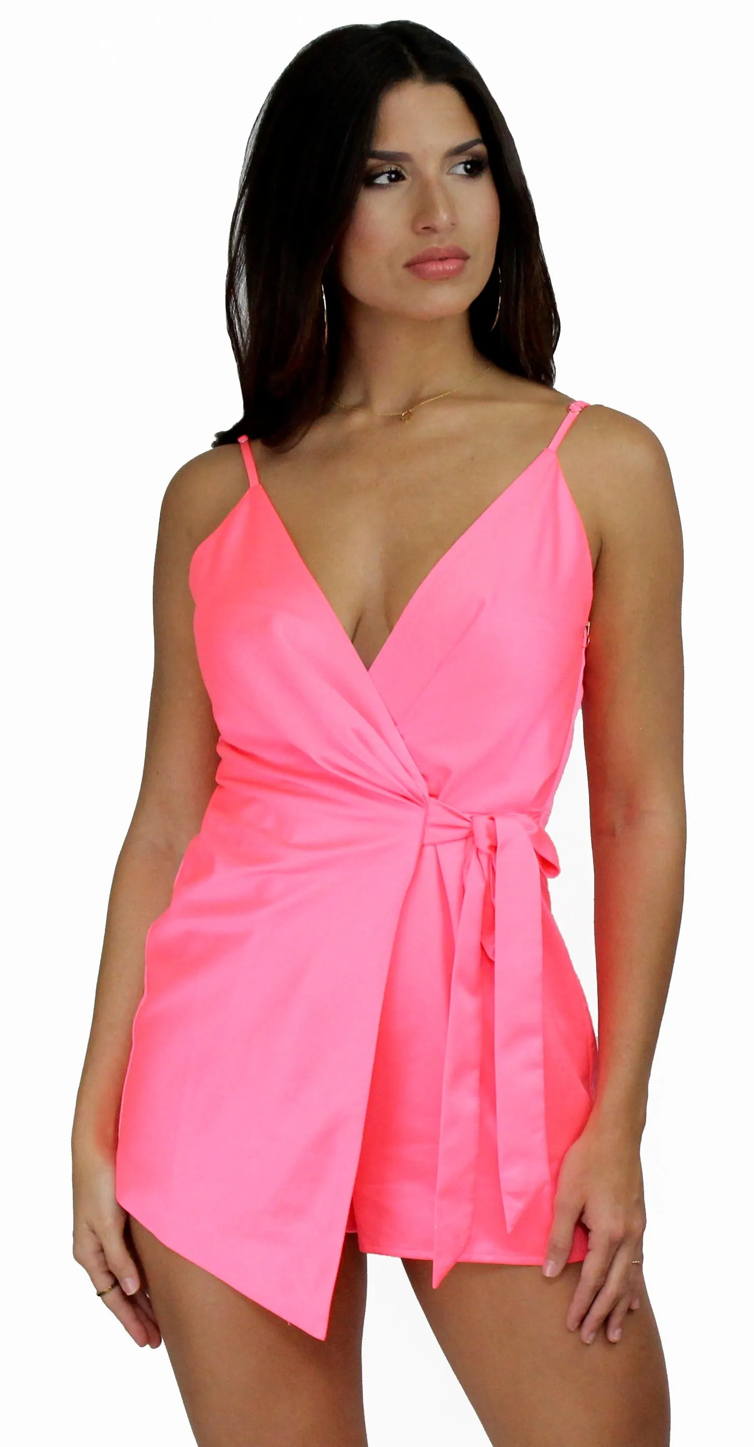Walk with You Pink Satin Romper