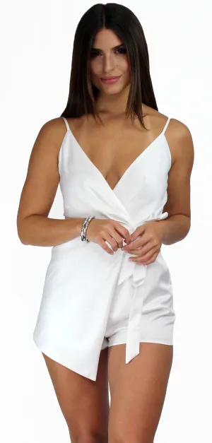 Walk with You White Satin Romper