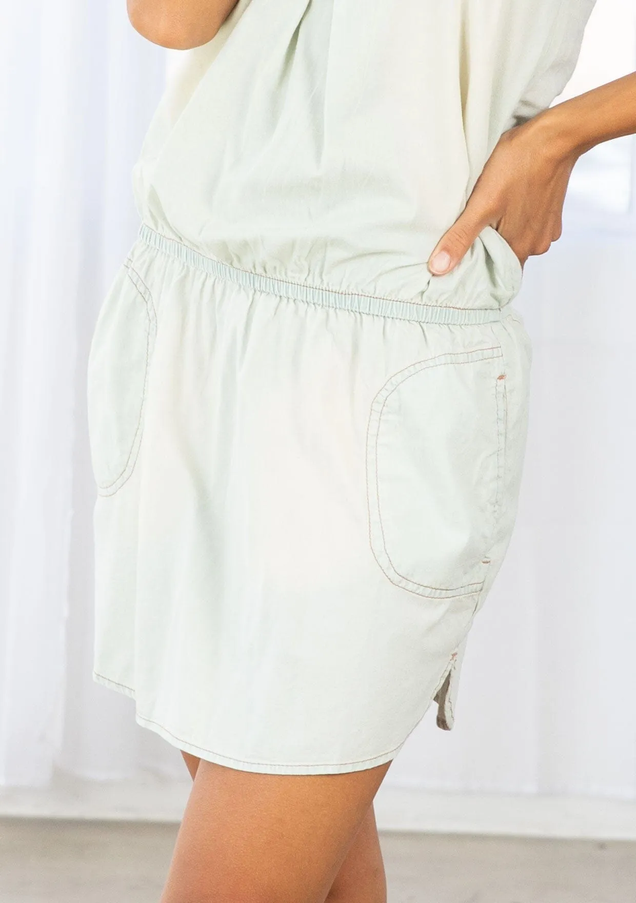 Washed Denim Mini Dress