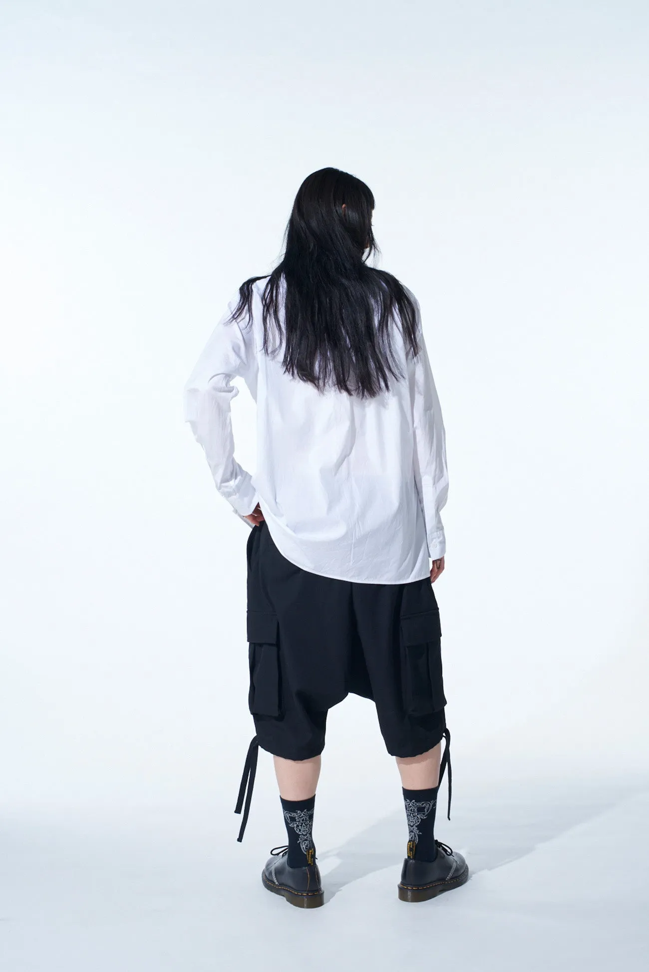 WASHER WOOL GABARDINE SARUEL CARGO SHORTS
