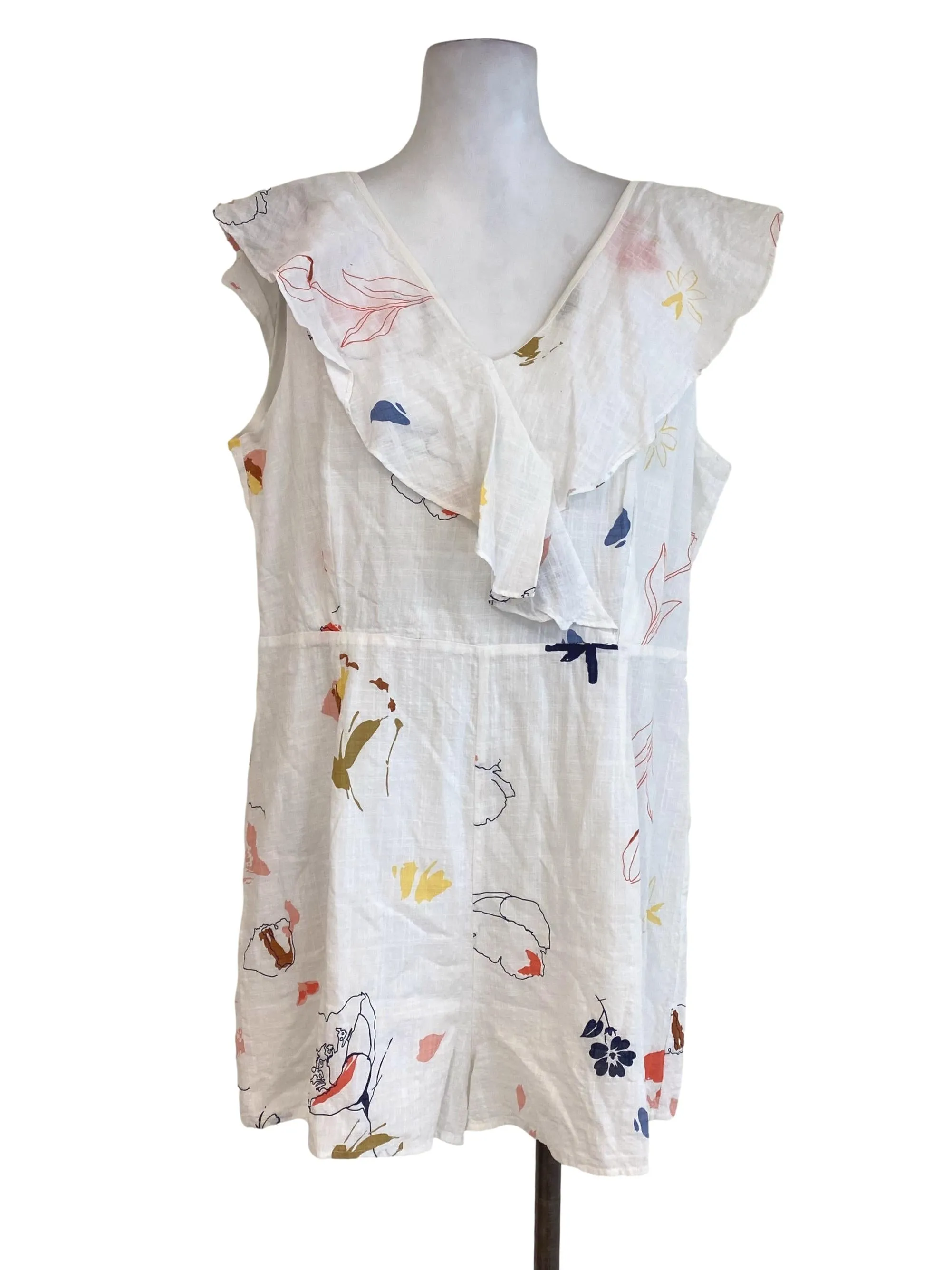 White Abstract Romper