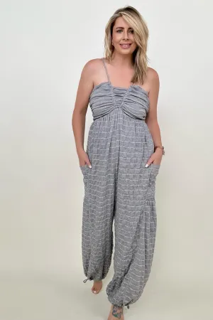 White Birch Sleeveless Halter Tie Back Woven Jumpsuit