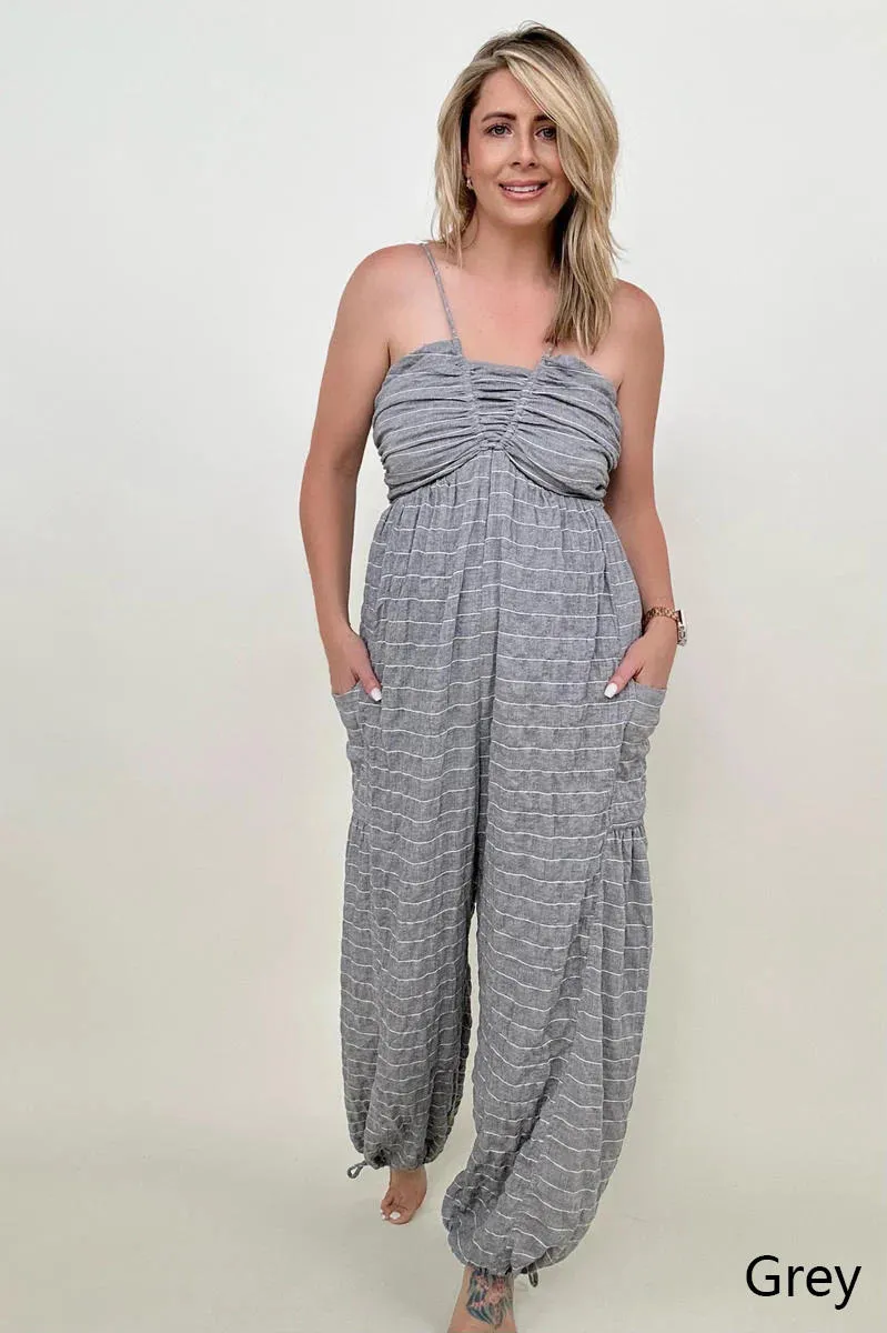 White Birch Sleeveless Halter Tie Back Woven Jumpsuit