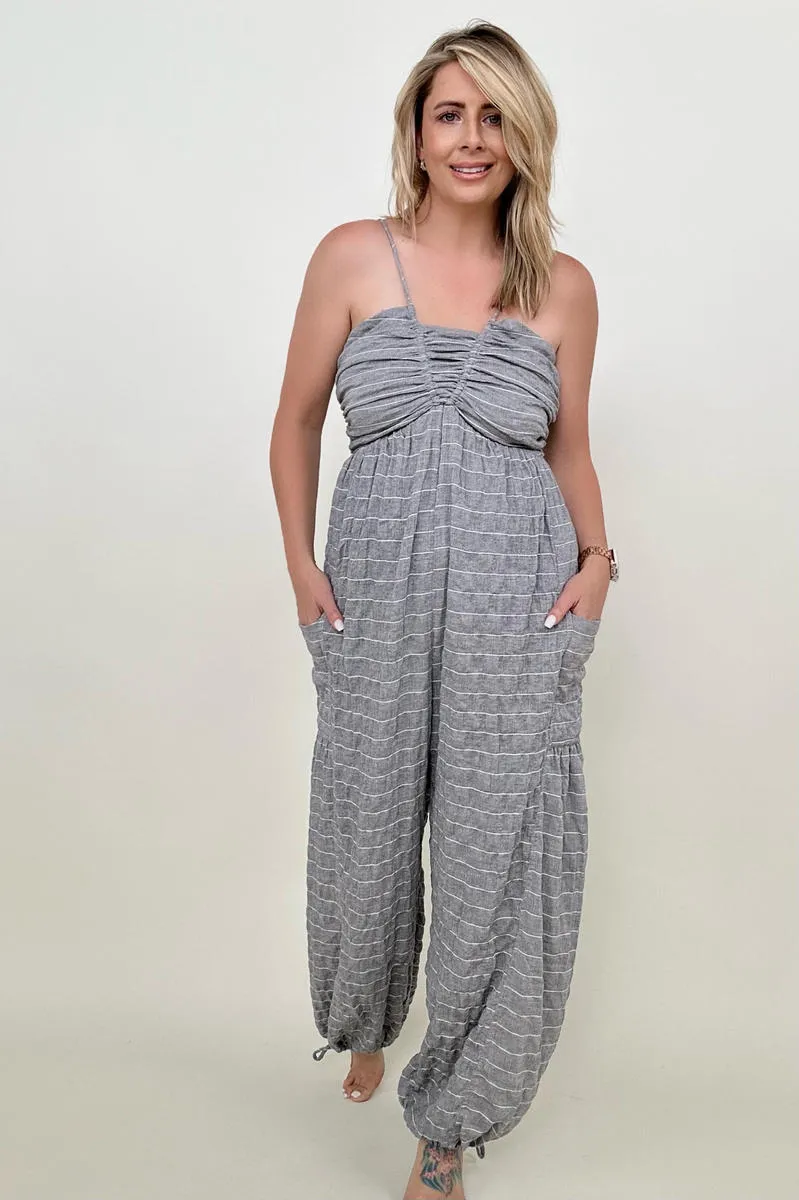 White Birch Sleeveless Halter Tie Back Woven Jumpsuit