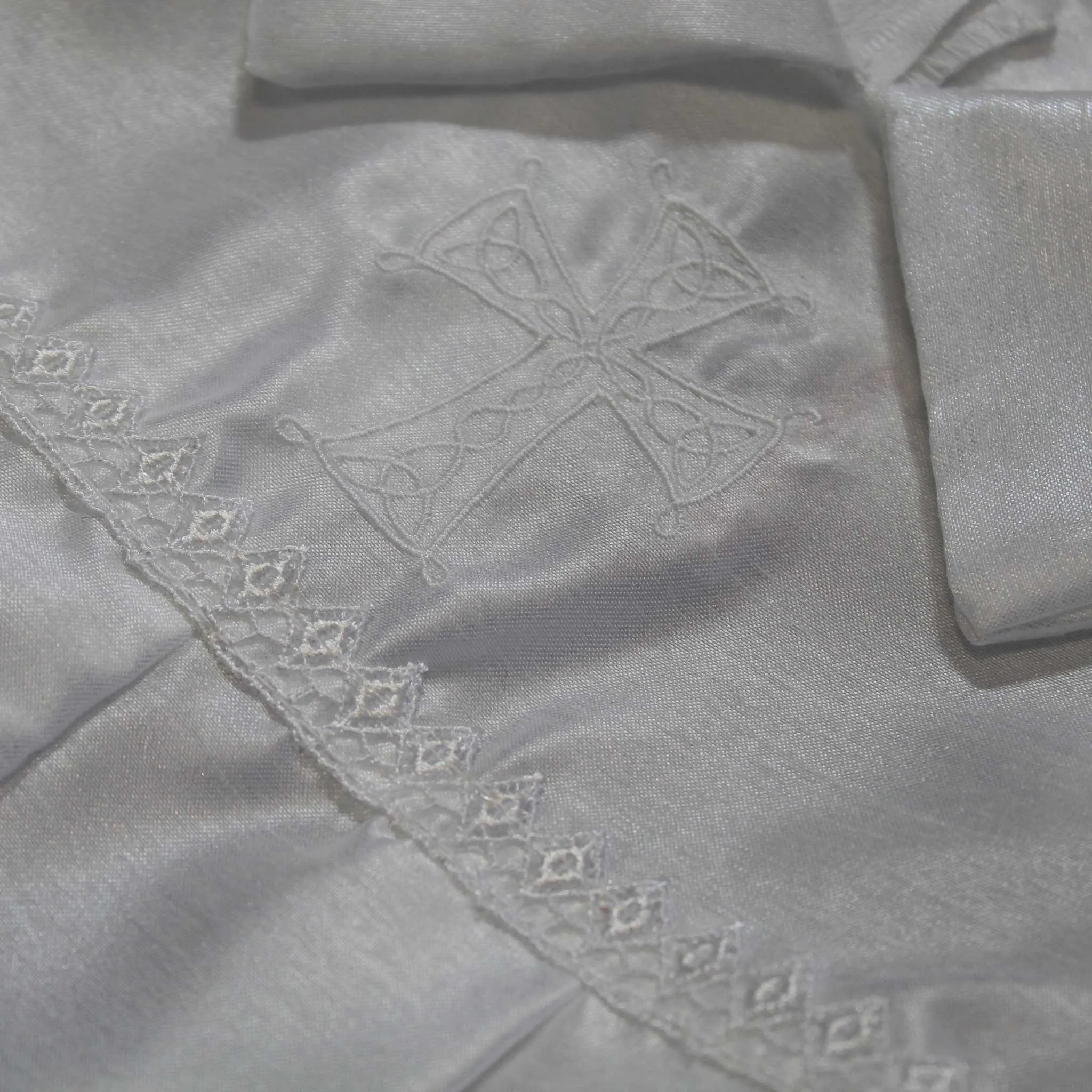 White Christening Romper with Hat