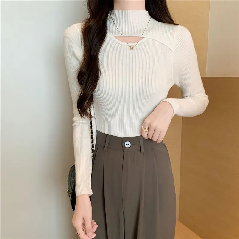 White Cut Out Flat Knit Top