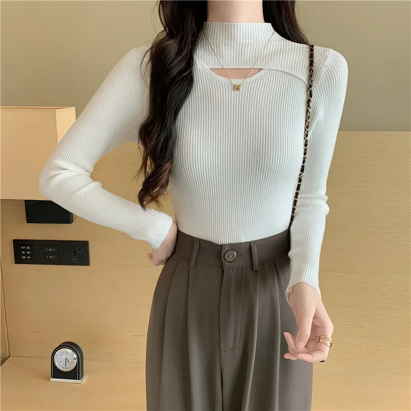White Cut Out Flat Knit Top