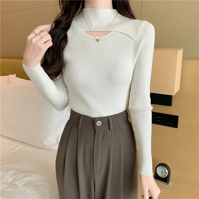 White Cut Out Flat Knit Top