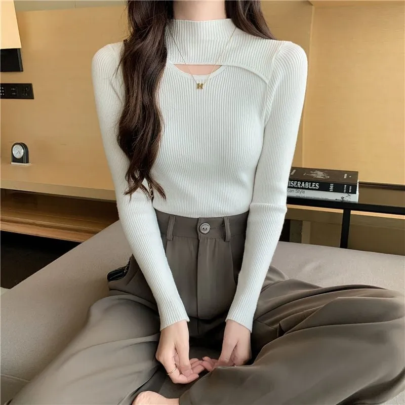White Cut Out Flat Knit Top