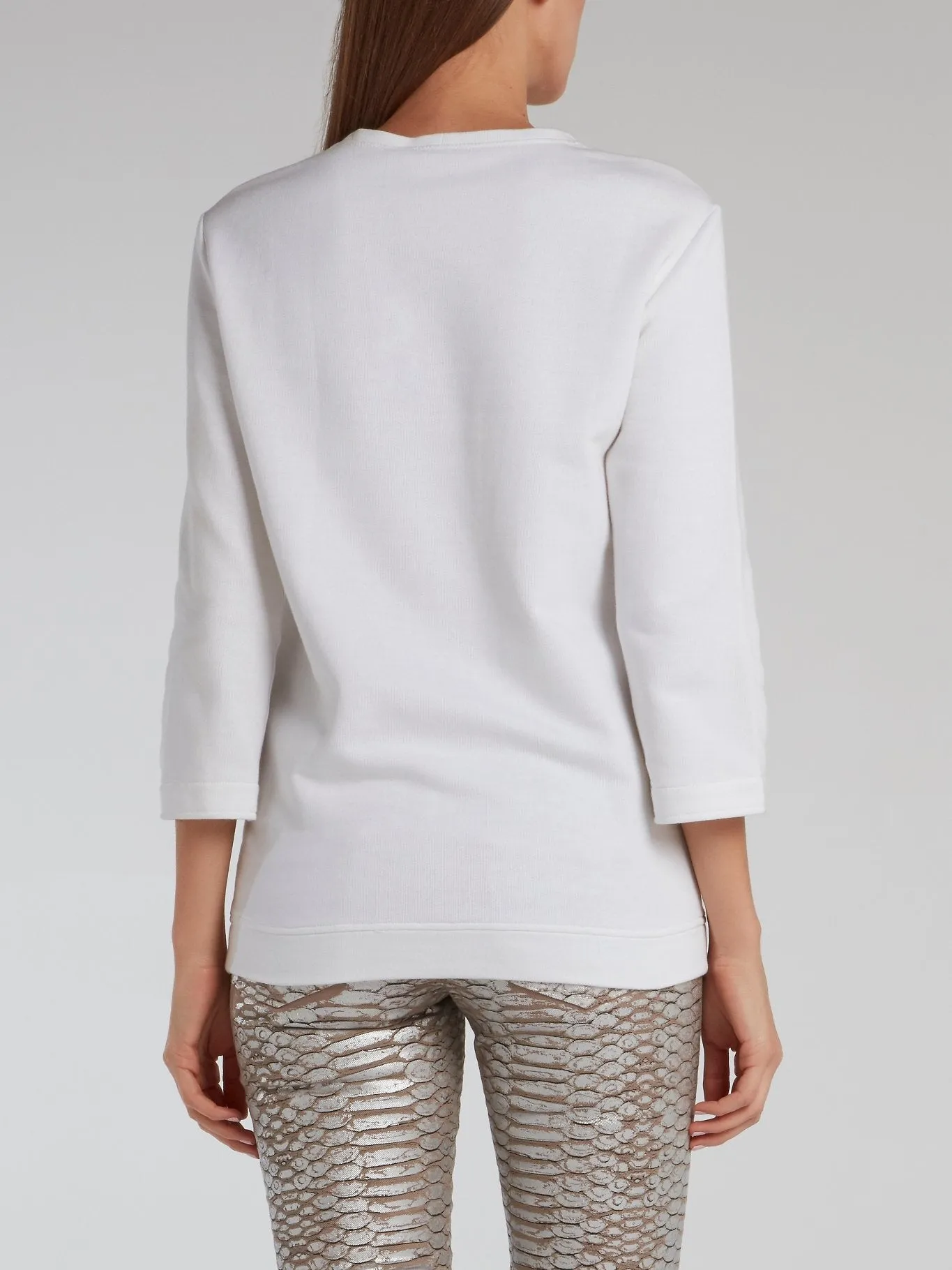 White Embroidered Cut Out Sweatshirt