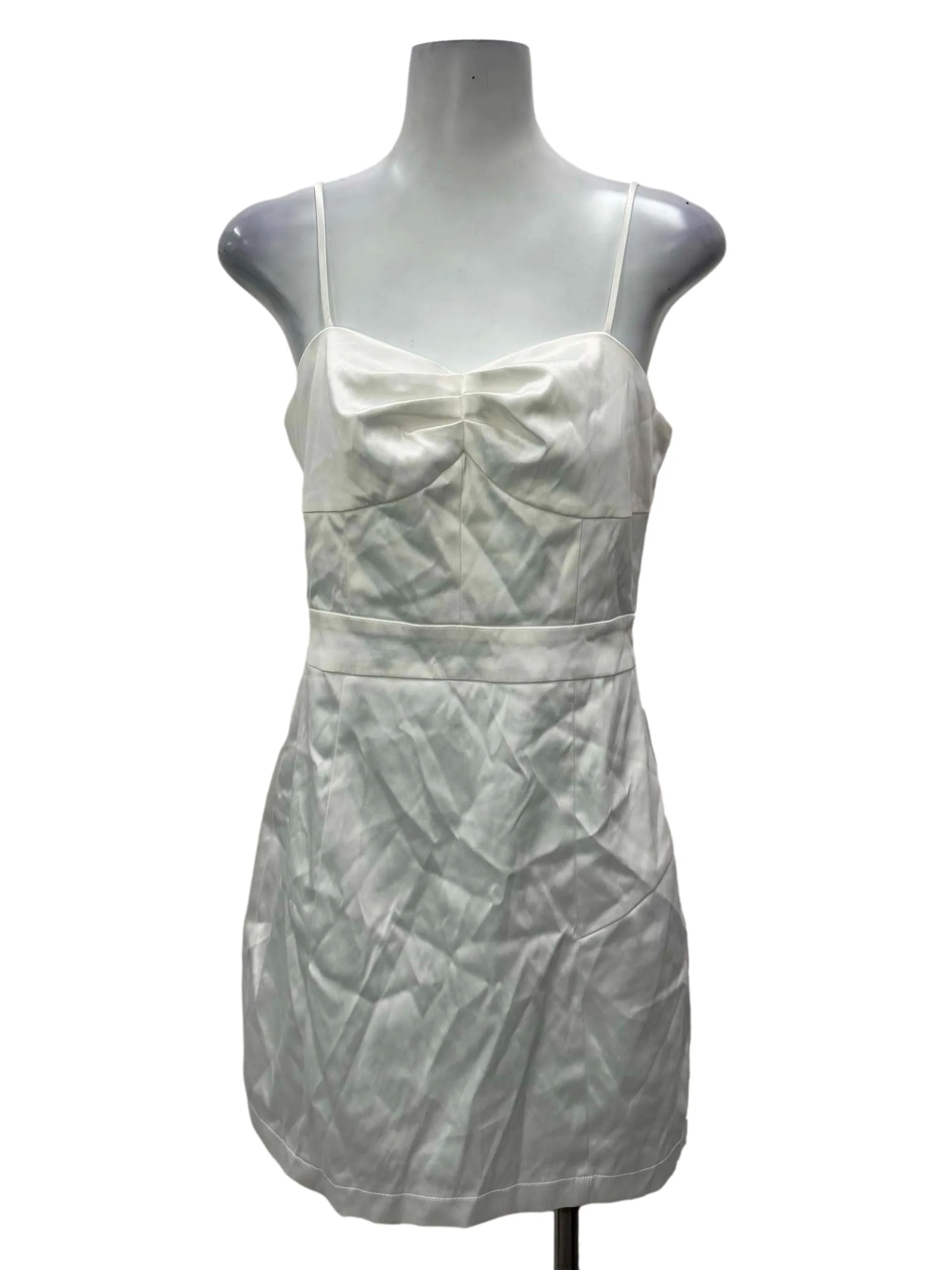White Front Ruched Romper Dress