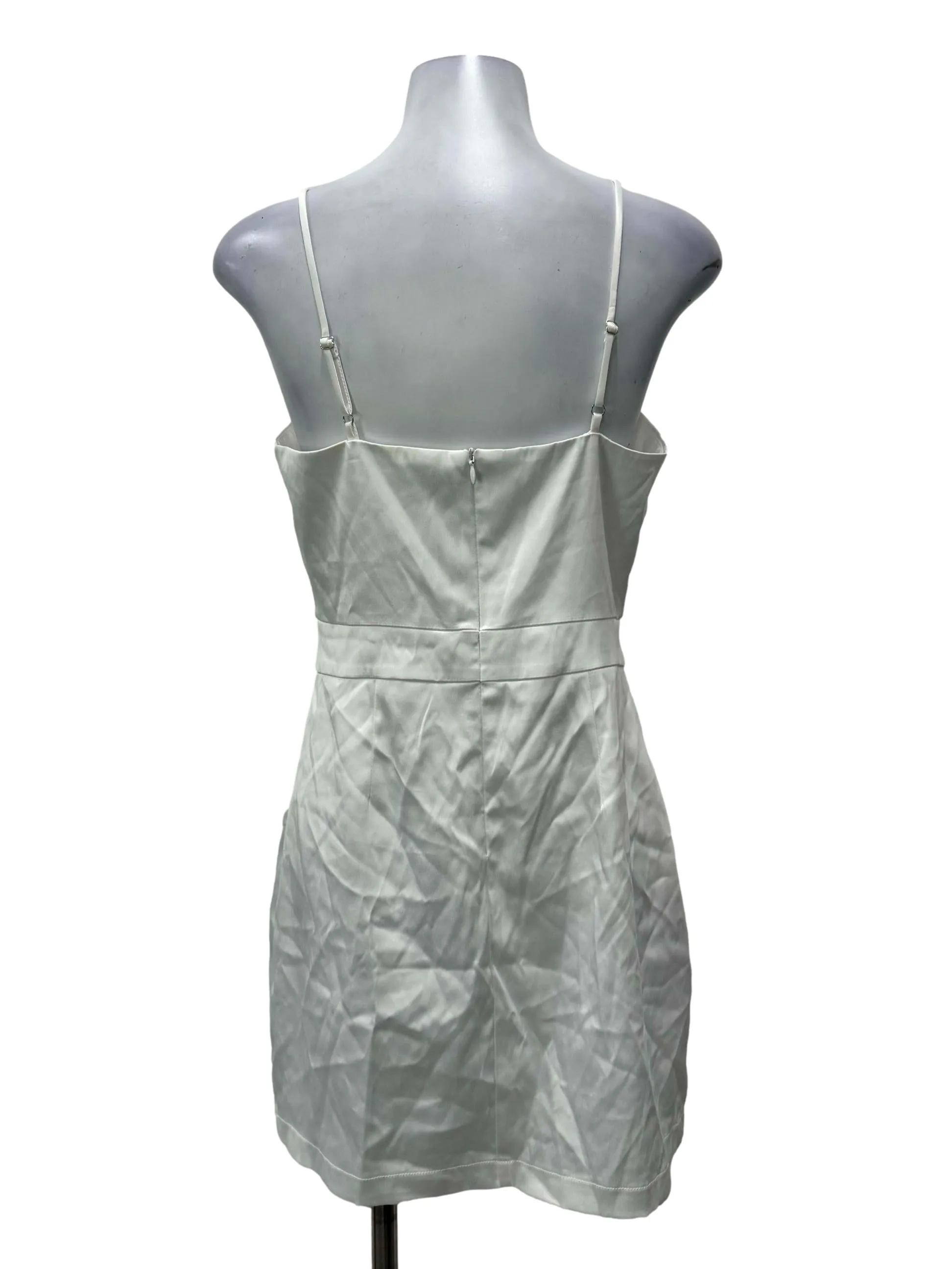 White Front Ruched Romper Dress