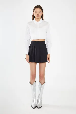 White Heart Cut-Out Crop-Shirt