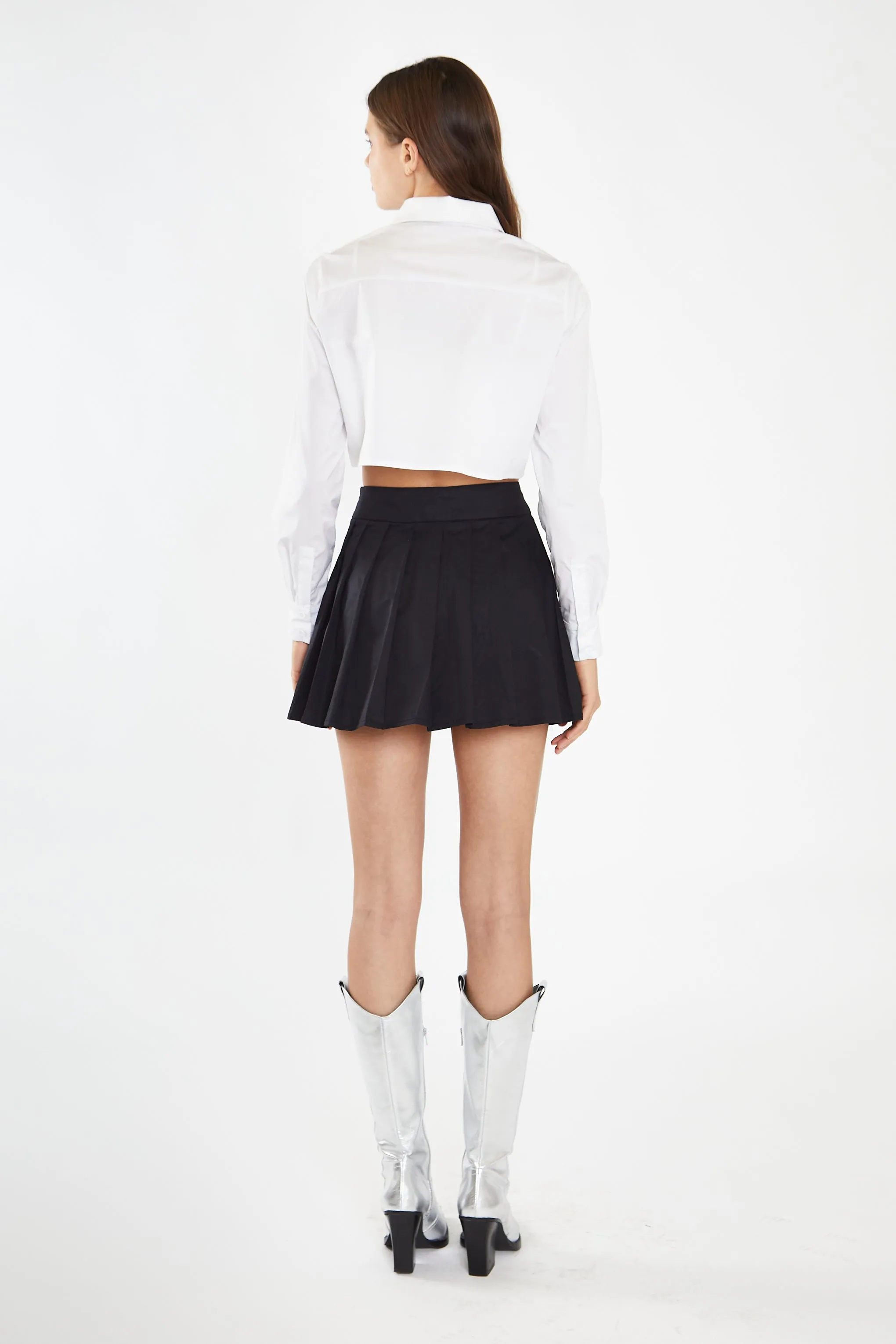 White Heart Cut-Out Crop-Shirt